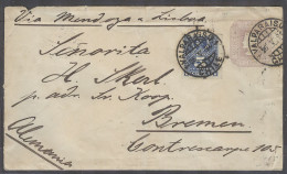 CHILE - Stationery. 1894 (26 May). Valp - Germany Bremen (10 July). 5c Pale Lilac Early Type Stat Env Paper Wavy Lines A - Chile