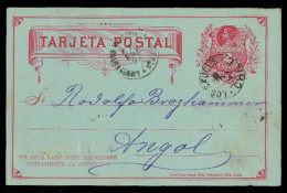 CHILE - Stationery. 1897. Los Sauces - Angol. 2c Stat Card + "Ambulante Entre Victoria" Cds (xx). VF. - Chile