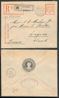 CHILE - Stationery. 1900. Valp - France. Reg Stat Env With Adtl. R-label On Front. Per Oravia. VF. - Chile