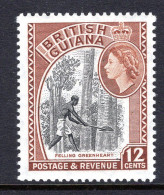 British Guiana 1954-63 QEII Pictorials - 12c Felling Greenheart - Reddish-brown - MNH (SG 338) - Guyana Britannica (...-1966)