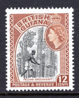 British Guiana 1954-63 QEII Pictorials - 12c Felling Greenheart - Light Brown - MNH (SG 338a) - Guyane Britannique (...-1966)