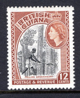 British Guiana 1954-63 QEII Pictorials - 12c Felling Greenheart - Light Brown - HM (SG 338a) - Brits-Guiana (...-1966)