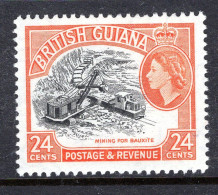 British Guiana 1954-63 QEII Pictorials - 24c Mining Bauxite - Orange - LHM (SG 339a) - Guayana Británica (...-1966)