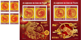 Guinea Bissau 2021, Year Of The Tiger,  4val +2BF - Chinese New Year