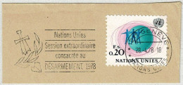 UNO Genève 1978, Flaggenstempel Consacrée Au Désarmement / Abrüstung - ONU