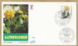 DE.- ERSTTAGSBRIEF. ALPENBLUMEN. ALPENAURIKEL-PRIMULA AURICULA. ERSTAUSGABE 13.10.1983. BERLIN 12. FDC - 1981-1990