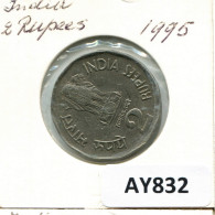 2 RUPEES 1995 INDIEN INDIA Münze #AY832.D.A - Indien