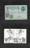 CHILE - Stationery. 1900 (20 May) Valp - Germany, Berlin (23 July) 1c Green Local Stat Card + 2 Adtls Large Colon Issue, - Chile
