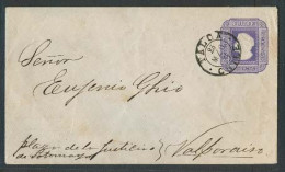 CHILE - Stationery. 1884. Talca - Valp. 5c Lilac Stat Env / Quadrille / Type 3 / Cds + XF. - Chile