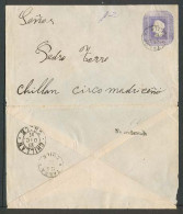 CHILE - Stationery. 1887 (24 Dic). Talca - Chillan. 5c Lilac Stat Env Quadulle Paper 138x81mm Type 4a V Scarce + "no Rec - Chile