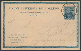 CHILE - Stationery. 1891 (7 Jan). Valp. Early Stat Card 4c Blue V Scarce. F-VF. - Chile