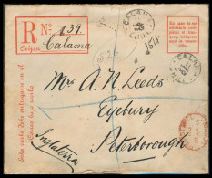 CHILE - Stationery. 1901. Calama - UK. Reg Stat Env. Town Usage. - Chile