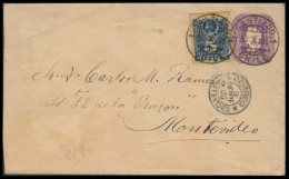 CHILE - Stationery. 1895. Santiago - Uruguay. 5c Stat Env + 5c ABN Adtl + Arrival Cd Alongside. Fine. - Chile