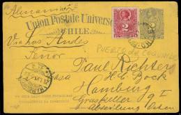 CHILE - Stationery. 1896. Puerto Coquimbo - Germany. 2c Stat Card + Adtls. VF. - Chile