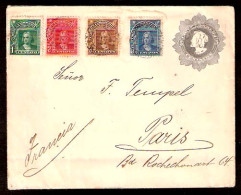 CHILE - Stationery. 1907. Valdivia - France. Stat Env + 4 Xtra Colors Adtls. Nice. - Chile