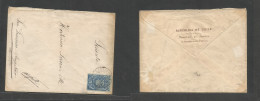 CHILE. 1897. Santiago - San Francisco, Angostura. Official Mail., 5c Blue Fiscal Used As Postage, Tied Cds. Fine And Unu - Chile