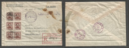 CHILE. 1958 (7 May) Santiago - Washington DC (10 May) Official Ovptd Registered Foreign Office Multifkd Envelope At 30c  - Chile