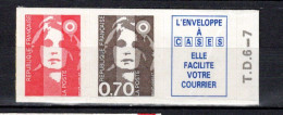 Provenant De Carnet - Paire Horizontale 2807+ 2824 Et Vignette Gros Caractères - 2824b  - Neuf** - Non Dentelé - 1989-1996 Marianne (Zweihunderjahrfeier)