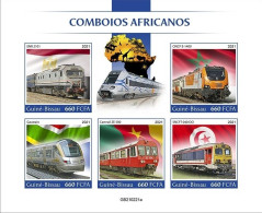 Guinea Bissau 2021, Trains Of Africa I, Elephant, Giraffes, Lion, Snake, 5val In BF IMPERFORATED - Elefanti