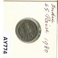25 PAISE 1980 INDIEN INDIA Münze #AY774.D.A - Indien