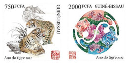 Guinea Bissau 2021, Year Of The Tiger 2val IMPERFORATED - Astrologie