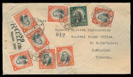 Chile - XX. 1929 (15 Feb). Valp - Netherlands. Reg Multifkd Env 20c X7 + 50c + Special R-label BA - SA (xxx/RRR). Superb - Cile