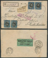 Chile - XX. 1913. Valp - USA. Reg Multifkd / 3 Tied Labels / Incl Mns / See! / Irregular Form Cachet With Lower Border.  - Chile