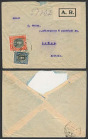 Chile - XX. 1925. Santiago - Austria. Reg AR Fkd Env. Via Lisbon + Label / 2 Pesos 10c Rate. - Chile