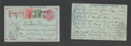 CHILE - Stationery. 1901 (4 Oct) Cerro Gordo, Lagunas - Germany, Nuremberg (5 Dec) Via Iquique. 2c Red / Greenish Stat C - Cile