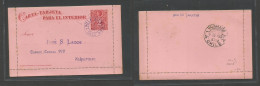 CHILE - Stationery. 1897 (9 Sept) Villa Alemana - Valp. 2c Red Stat Lettersheet. A Fine And Very Scarce Usage From This  - Cile