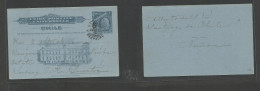 CHILE - Stationery. 1913 (24 Jul) Stgo - Sumatra, Dutch Indes, Serdang, South East Asia. Puerba Bangoen 6c/3c Grey/bluis - Cile