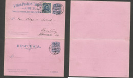 CHILE - Stationery. 1913 (10 Aug) Tocopila - Germany, Hamburg. Doble 3c Blue / Pink Stationary Card, Way Out Used Only W - Cile