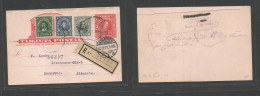 CHILE - Stationery. 1911 (Dec 2) Santiago - Germany, Hannover. Registered 2c Red Illustr Stat Card + Three Adtls, Tied C - Cile