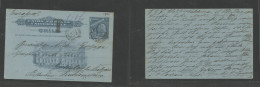 CHILE - Stationery. 1908 (14 Dec) Valdivia - LIECHESTEIN, Gudensberg. 3c Grey Illustrated Stat Card + Taxed "T" + Cash P - Cile