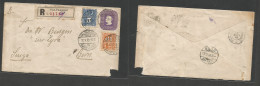 CHILE - Stationery. 1898 (10 Oct) Valp - Switzerland, Bern (11 Nov) Via Paris. Registered 5c Vivid Purple Stat Envelope  - Cile