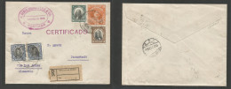 CHILE - Stationery. 1926 (23 Ene) Stgo - Germany, Darmstadt (19 Feb) Via Los Andes. Registered Multifkd 20c Orange Stat  - Cile