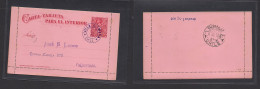CHILE - Stationery. 1897 (8 Sept) Villa Alemana - Valp (9 Sept) 2c Red Stat Lettersheet. Very Scarce Village Origin And  - Cile