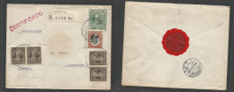 CHILE - Stationery. 1913 (30 July) Santiago - Germany, Darmstadt (28 Aug) Registered Multifkd 4c Green Stat Envelope + 5 - Cile