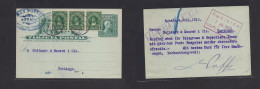 CHILE - Stationery. 1913 (4 July) Aguada, Estacion Yumbel - Santiago 1c Green Illustrated Stat Card + 3 Adtls, TPO (77)  - Chile