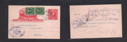 CHILE - Stationery. 1913 (13 March) Aguada, Eastacion Yumbel - Santiago 2c Red Illustrated Stat Card + 2 Adtls. TPO (55) - Chile