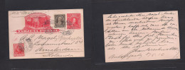 CHILE - Stationery. 1913 (8 May) Antofagasta - Netherlands, Amsterdam. 2c Red Illustr Stat Card + 2 Adtls, Tied Cds. Via - Chile