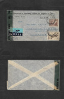 Argentina - XX. 1947 (7 May) Buenos Aires - Germany, Offenbach Via BSAA Bicolor Air Label. Multifkd Censored Comercial E - Autres & Non Classés