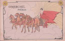 Morin Henry Illustrateur, Dimanche, Phébus, Attelage De 4 Chevaux, Art Nouveau, Litho (3305) - Morin, Henri