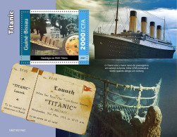 Guinea Bissau 2021, Titanic, Clock, Ticket, BF - Relojería