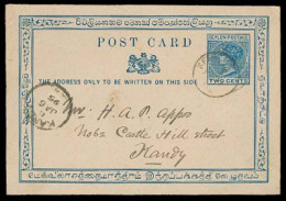 BC - Ceylon. 1895. Kegala - Kandy. 2c Stat Card. - Autres & Non Classés