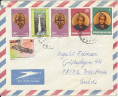 Zaire Air Mail Cover With More Topic Stamps Sent To Sweden 15-9-1980 ? (1 Of The Stramps Is Damaged And The Cover Is D - Usados