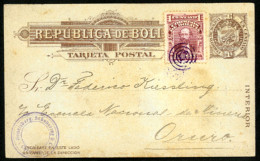 BOLIVIA. 1912. Stationery Card + Adtl. To Ouro. VF. - Bolivie