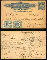 BOLIVIA. 1898. Ouro. Arrivals + Extra Frkg. To Uruguay. Very Nice. - Bolivie