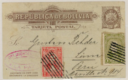 BOLIVIA. 1890. La Paz To Lima, Peru. Stationery Card Plus Additionals. VF. - Bolivien