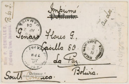 BOLIVIA. 1904. Jamaica To La Paz. Several Transits On Front. Most Unusual. - Bolivie